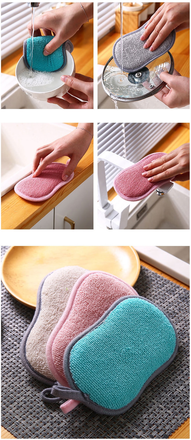 10/6/3 Mặt Đôi Miếng Bọt Biển Rửa Chén Cọ Chảo Nồi Bát Đĩa Bọt Biển Vệ Sinh Nhà Tắm Hộ Gia Đình dụng Cụ Nhà Bếp - Ảnh 8