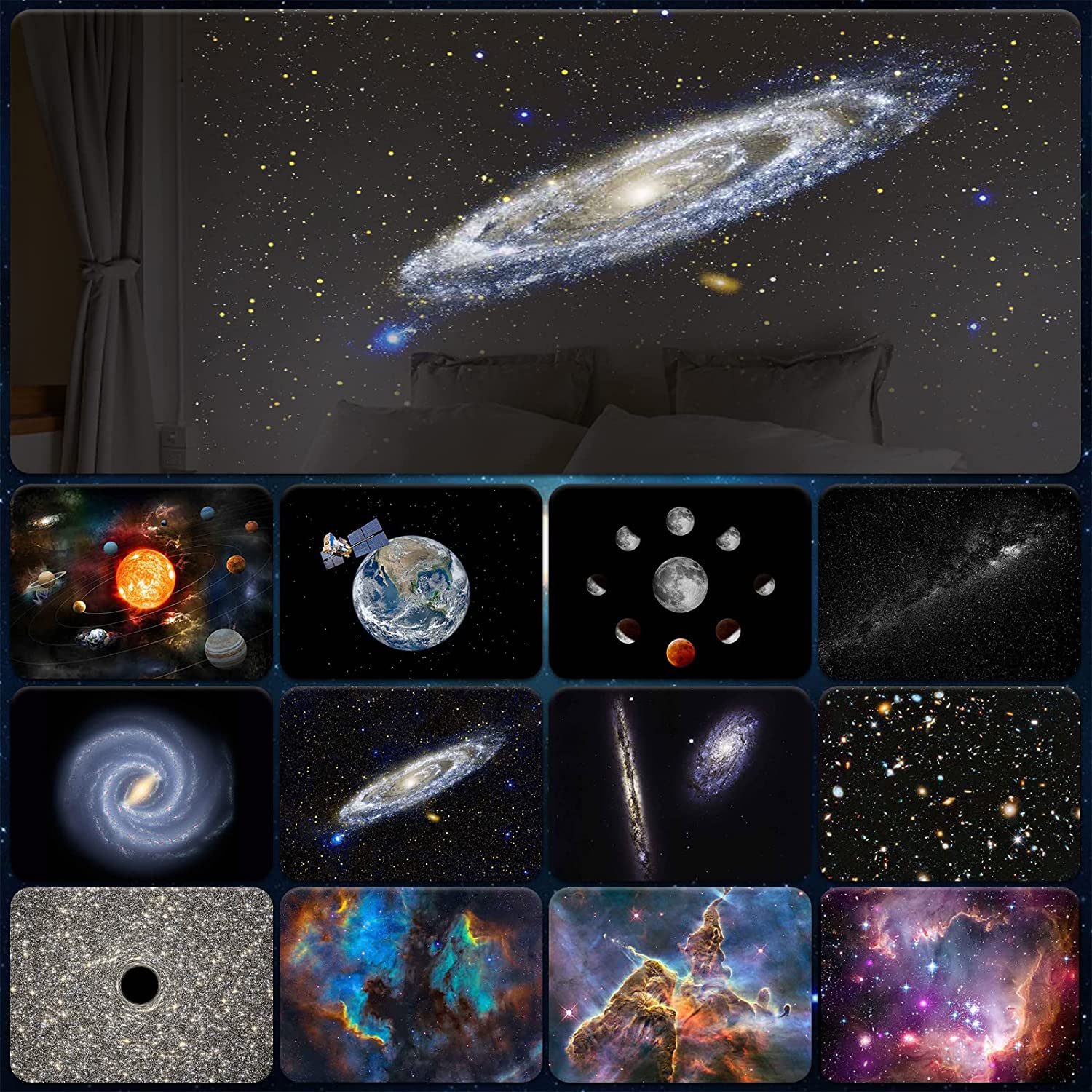 12 IN 1 Galaxy Star Projector LED Night Light Planetarium Starry Sky Projector Lamp for Bedroom Ceiling Room Decor Kids Gifts - Images 2