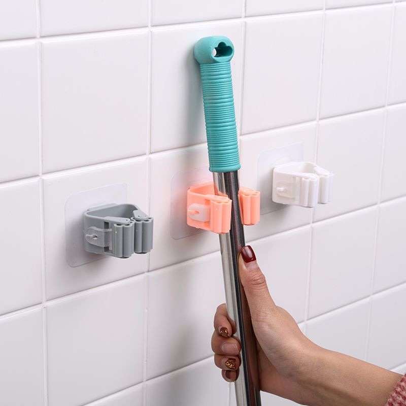 1Pcs Multi-Purpose Hooks Wall Mounted Mop Clip Organizer Holder Rack Brush Broom Hanger Strong Hook Kitchen Bathroom Accessories