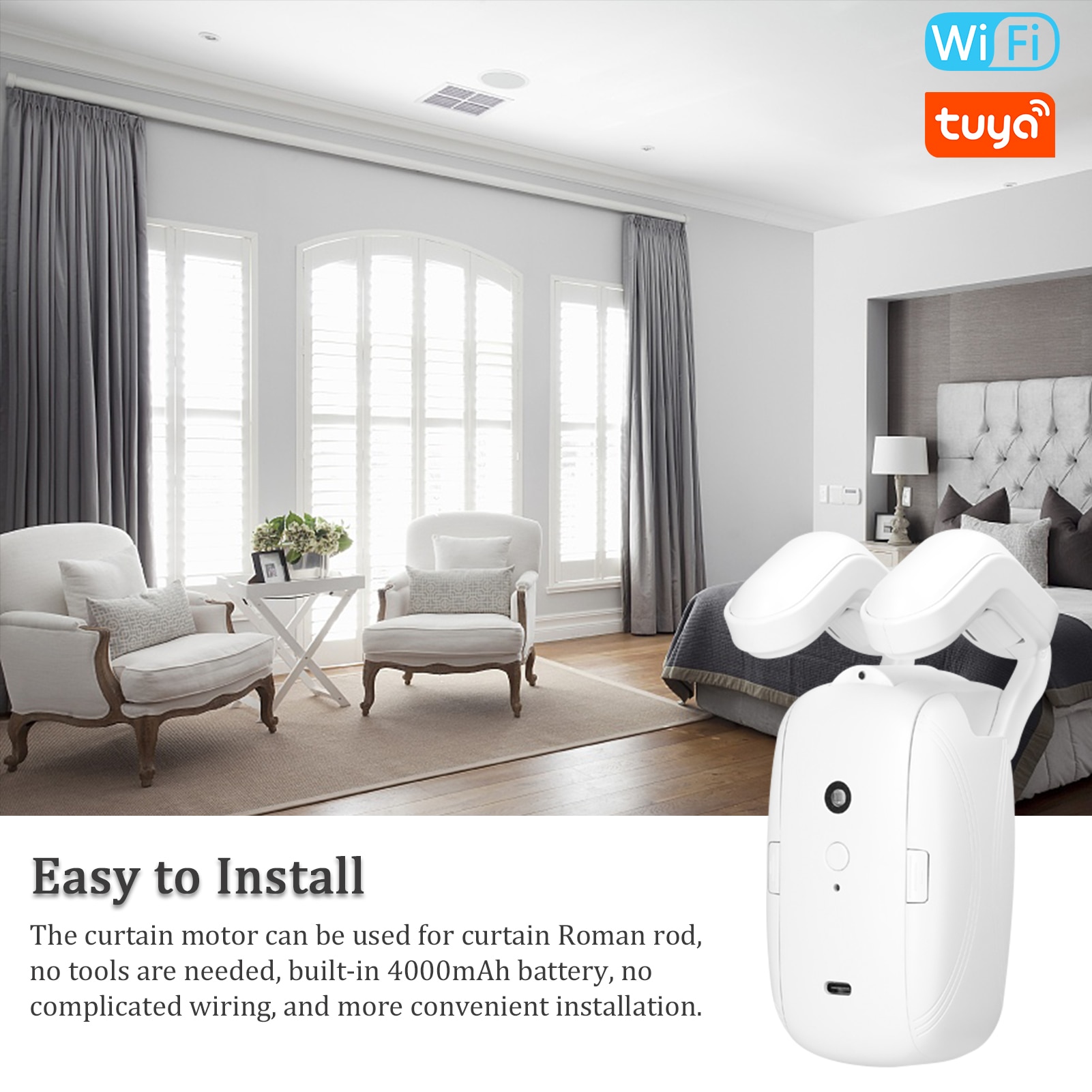 2 CHIẾC Tuya WiFi BT Thông Minh Rèm Điện Robot Rèm Mở Tự Động Hỗ Trợ Ứng Dụng Điều Khiển Từ Xa Thiết Lập Hẹn Giờ - Ảnh 4