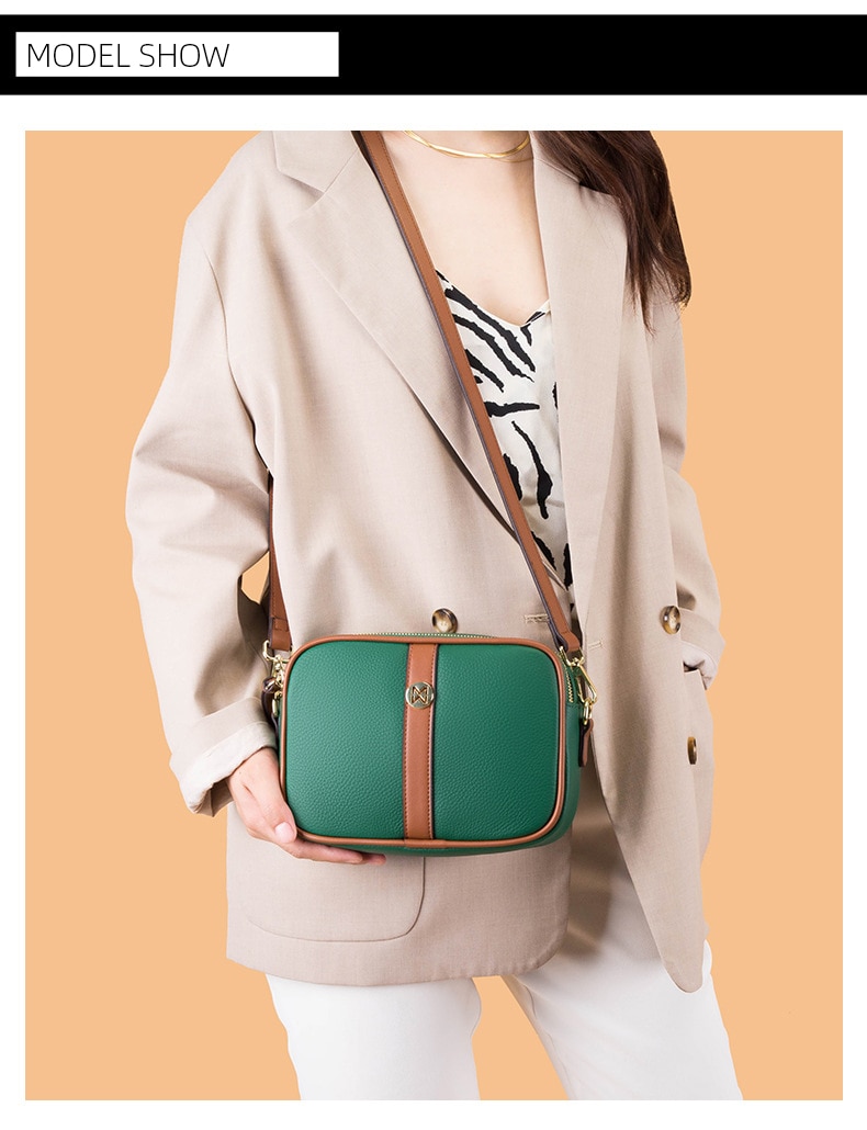 2023 Genuine Leather Women's Bag Simple Fashion Ladies Shoulder Messenger Bag Female Crossbody Bag Soft Leather Small Square Bag - Images 9