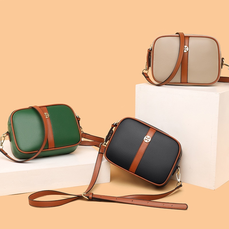 2023 정품 가죽 여성 가방 간단한 패션 숙녀 어깨 메신저 가방 여성 Crossbody 가방 부드러운 가죽 작은 사각형 가방