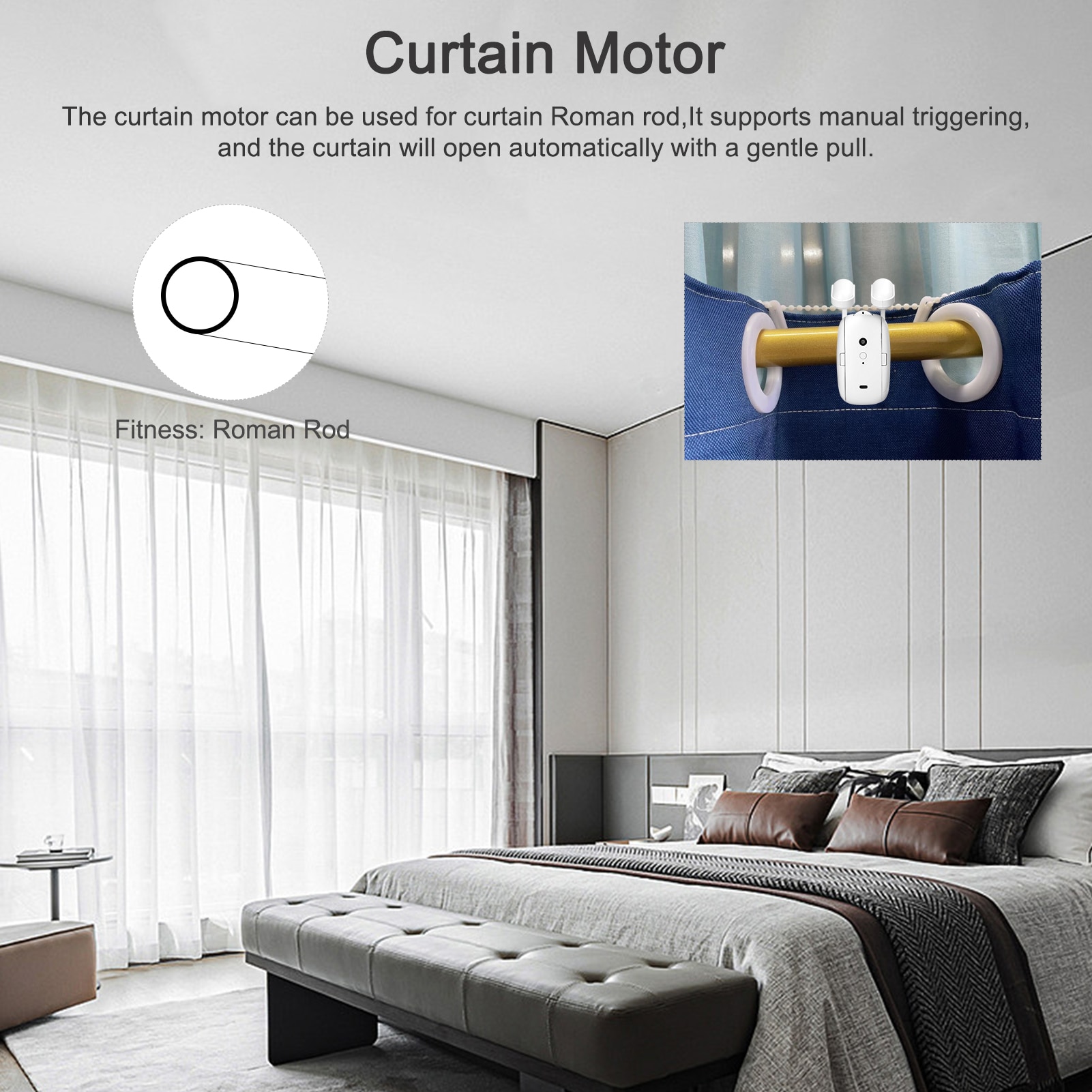 2PCS Tuya WiFi BT Intelligent Curtain Motor Electric Curtain Robot Automatic Opener Support APP Remote Control Timer Setup - Images 5