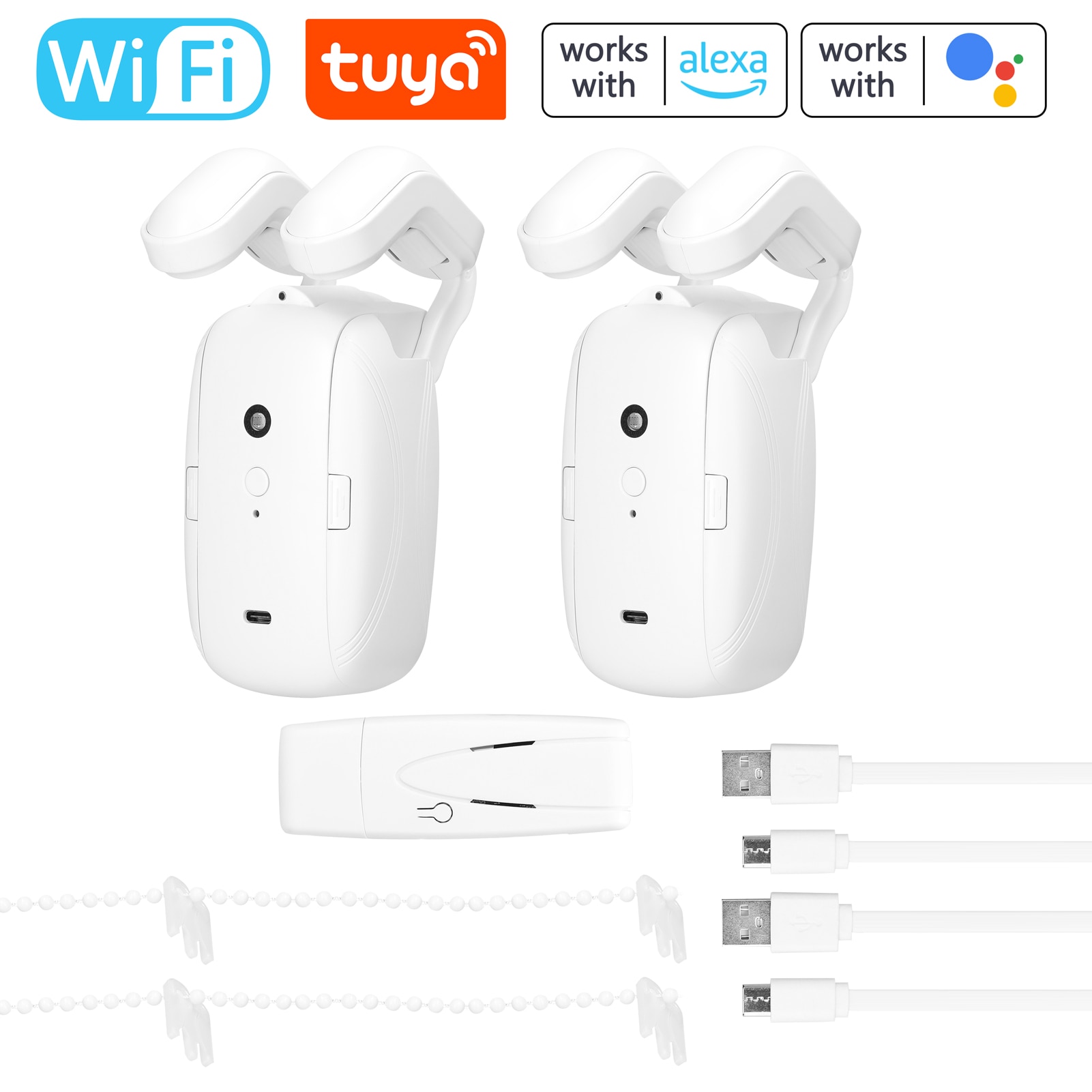 2PCS Tuya WiFi BT 지능형 커튼 모터 전기 커튼 로봇 자동 오프너 지원 APP 원격 제어 타이머 설정 - imaget 1