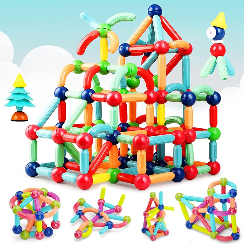 36-152 Chiếc Size Lớn Thanh Nam Châm Khối Xây Dựng Trò Chơi Nam Châm Trẻ Em Bộ Trẻ Em Nam Châm Dành Cho Trẻ Em Nam Châm đồ Chơi Gạch - Ảnh 5