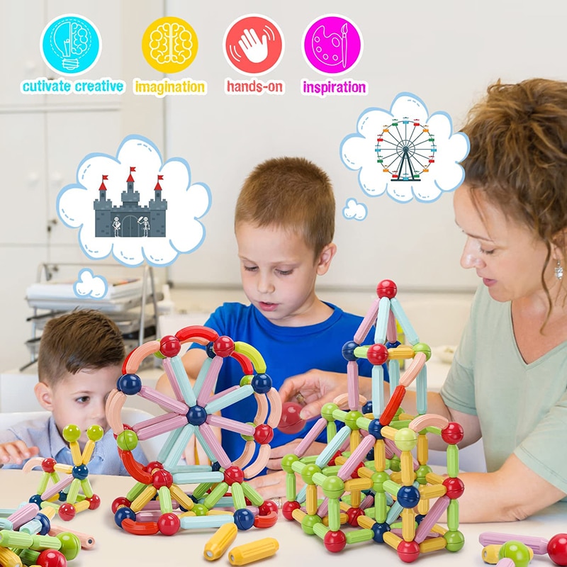 36-152 Pcs Big Size Magnetic Stick Building Blocks game magnets children Set Kids Magnets for children Magnetic Toy Bricks - imaget 6