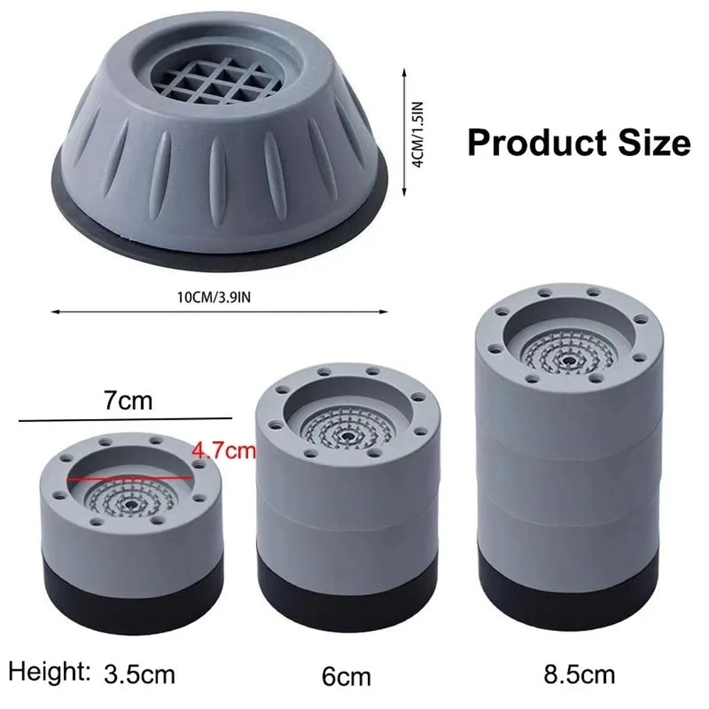 4 Tấm Chống Rung Đa Năng Máy Giặt Chân Cao Su Thảm Chống Rung Giảm Tiếng Ồn Đồ Nội Thất Nâng Đế Chân