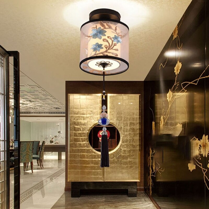 4 Types Chinese Style LED Light Fixtures Ceiling Fabric Ceiling Lamp for Living Room Aisle Balcony Porch - Images 2 4 Types Chinese Style LED Light Fixtures Ceiling Fabric Ceiling Lamp for Living Room Aisle Balcony Porch - Images 2