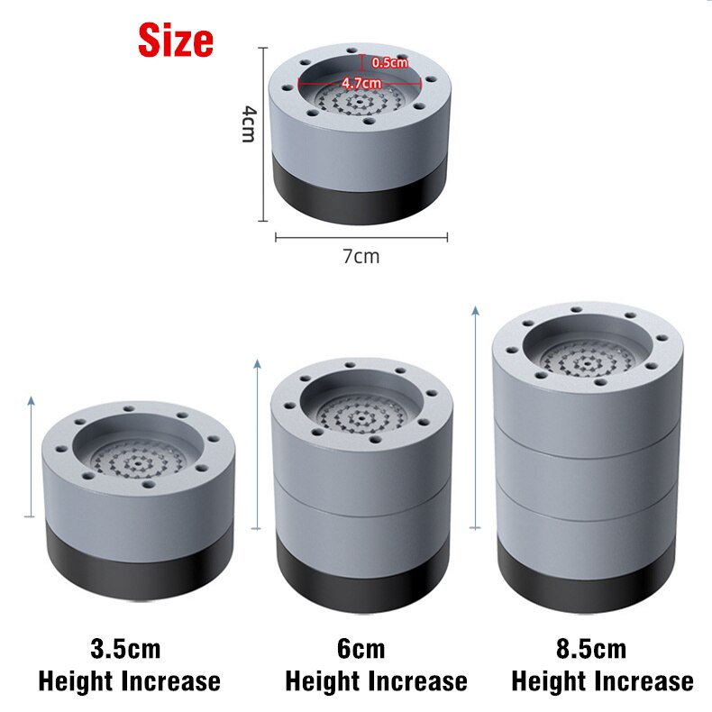 4Pcs Universal Anti Vibration Pads Washing Machine Rubber Feet Mat Anti-vibration Pad Noise-reducing Furniture Lifting Foot Base - Images 11