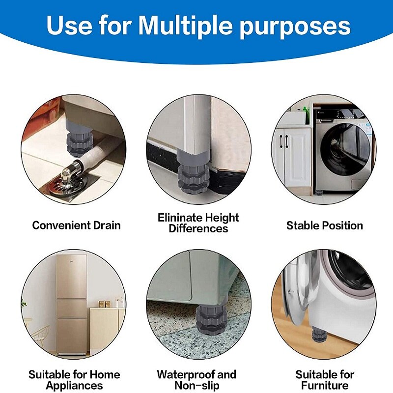 4Pcs Universal Anti Vibration Pads Washing Machine Rubber Feet Mat Anti-vibration Pad Noise-reducing Furniture Lifting Foot Base - Images 4