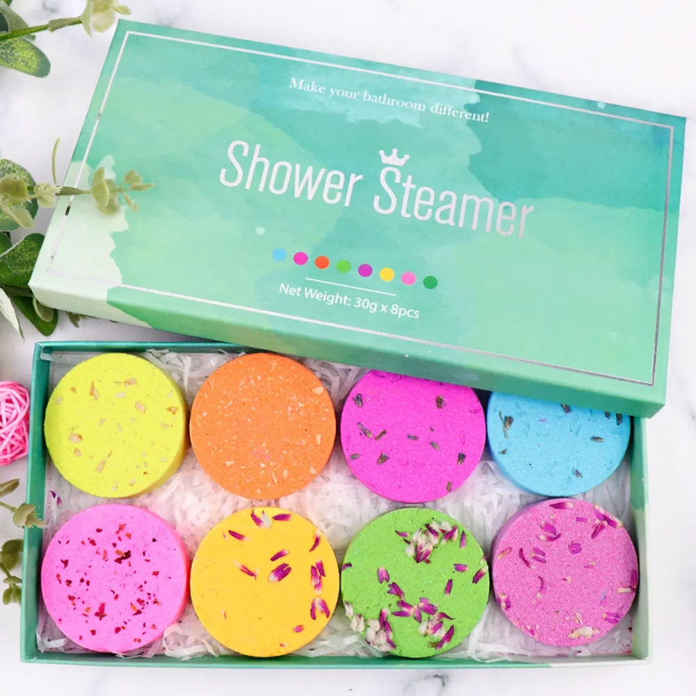 8pcs Shower Bombs Ball Body Spa Cleaner Hot Spring Bath Bubble Bomb Fragrance Shower Salt Ball Bathroom Accessories