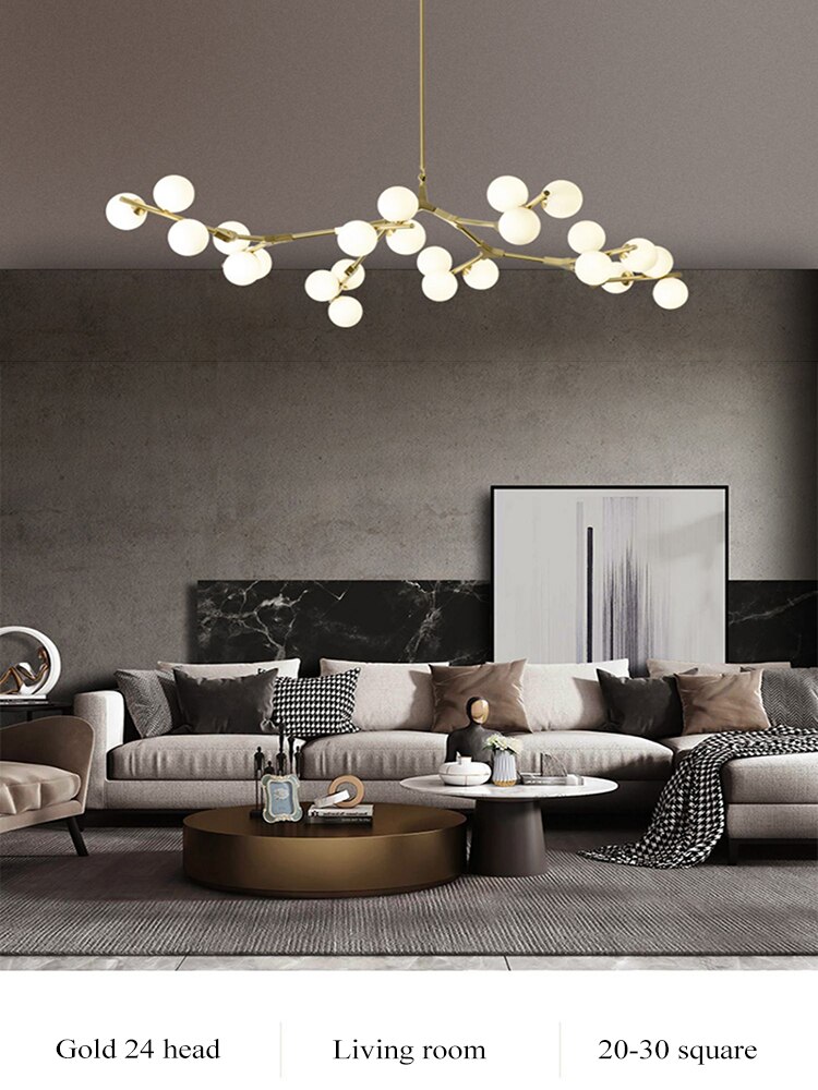 Bắc Âu Đen Vàng Mặt Dây Chuyền Ánh Sáng Kính LED Đèn Chùm Trang Trí Phòng Khách Phòng Ăn Phòng Ngủ Chiếu Sáng Trong Nhà - Ảnh 18