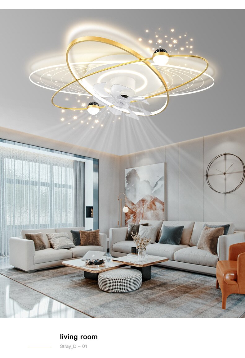 Bắc Âu Hiện Đại Sang Trọng Quạt Trần Đèn Cao Acrylic Đèn Ốp Trần Phòng Khách Phòng Ngủ Phòng Ăn Quạt Trần Đèn - Ảnh 6