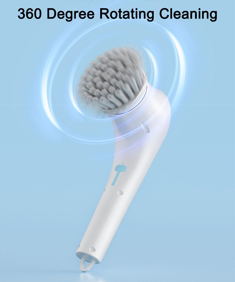 Bàn Chải Điện Làm Sạch Đa Năng 5 Trong 1 Sạc USB Phòng Tắm Dụng Cụ Rửa Làm Sạch Nhà Bếp Phụ Kiện Dễ Dàng Rửa Chén - Ảnh 11