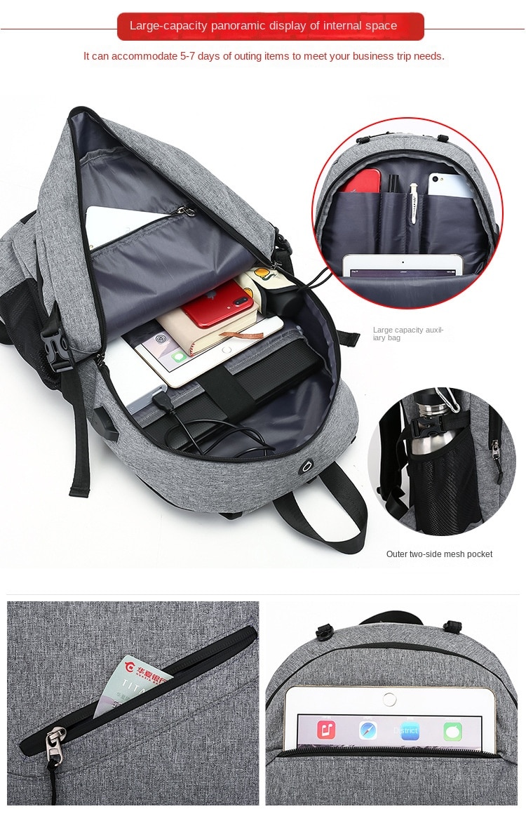 Basketball Bag Men's Backpack USB Charging Smart Backpack Waterproof 15.6-inch Computer Student Schoolbag - Images 5