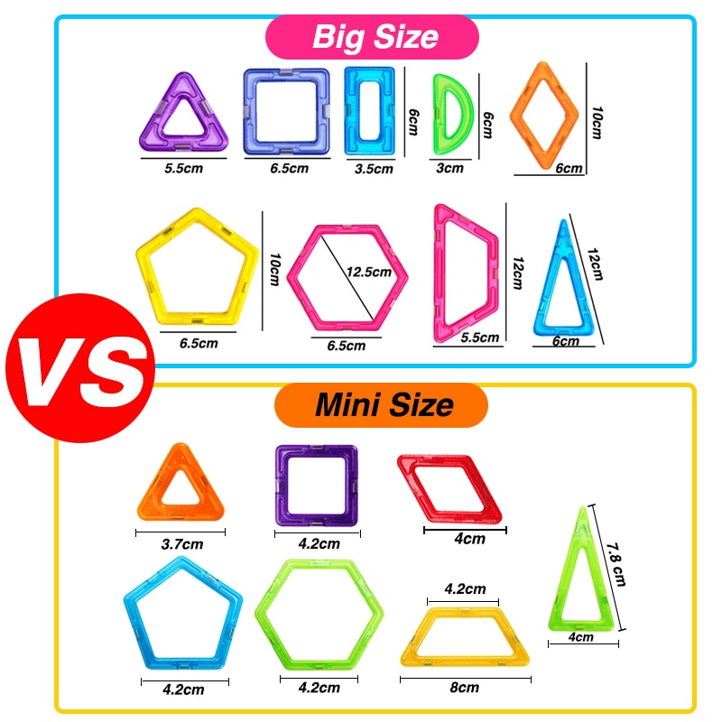 Big Size and Mini Size Magnetic Designer Magnet Building Blocks Accessories Educational Constructor Toys for Children