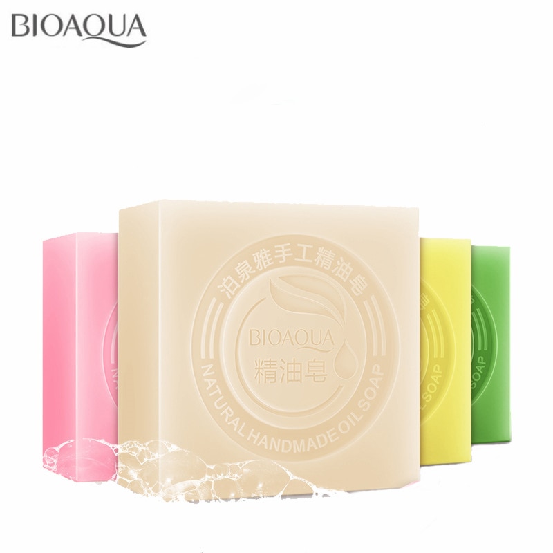 BIOAQUA 천연 식물 에센셜 오일 수제 비누 미백 보습 여드름 제거 깨끗한 목욕 비누 대나무 숯 비누 100g