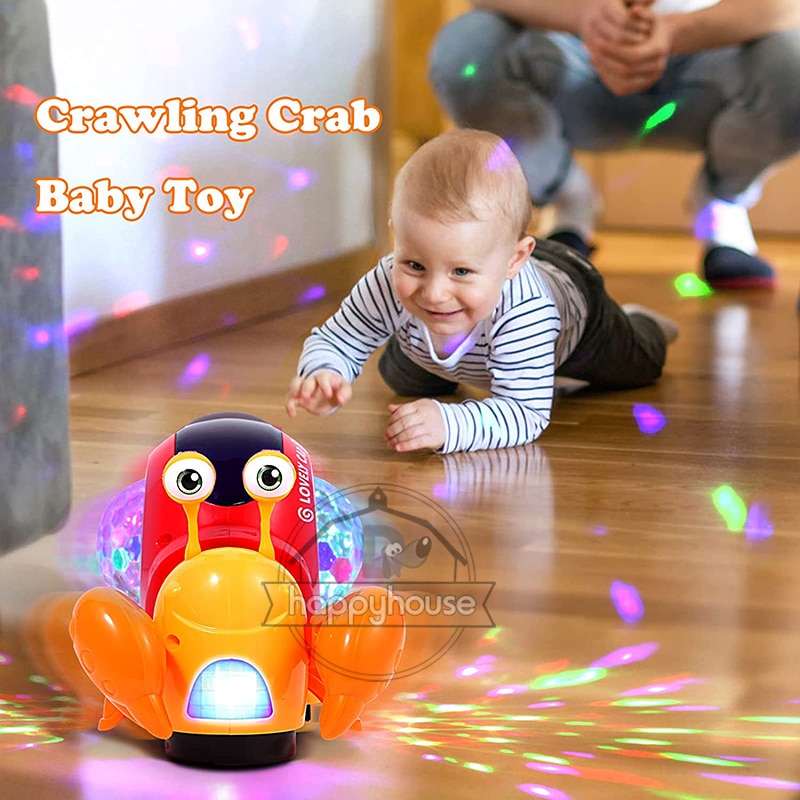 Crawling Crab Baby Toys with Music LED Light Up Interactive Musical Dancing Crawling Toys Moving Toddler Toys Toys for Baby - Ảnh 2
