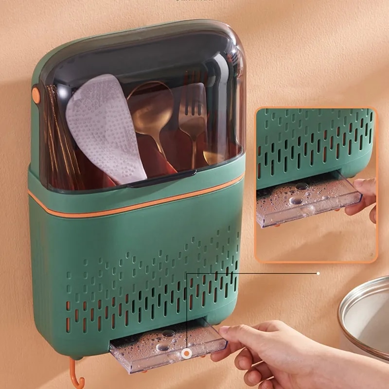 Creative Wall-mounted Hollow Drain Chopstick Cage Multifunctional Storage Rack Rag Rack Knife Holder for Kitchen Supplie