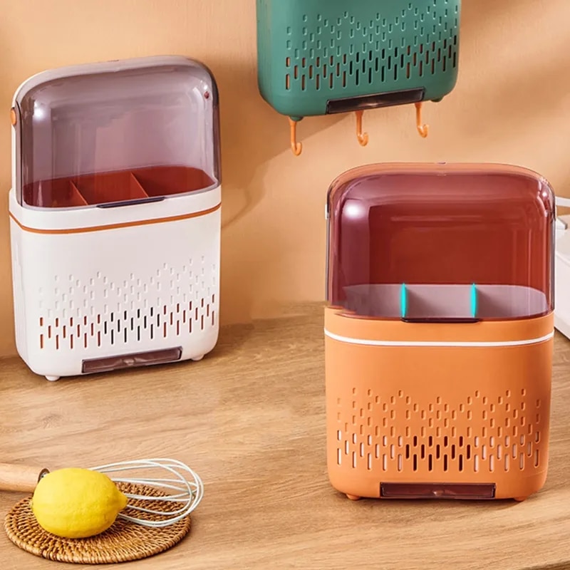 Creative Wall-mounted Hollow Drain Chopstick Cage Multifunctional Storage Rack Rag Rack Knife Holder for Kitchen Supplie