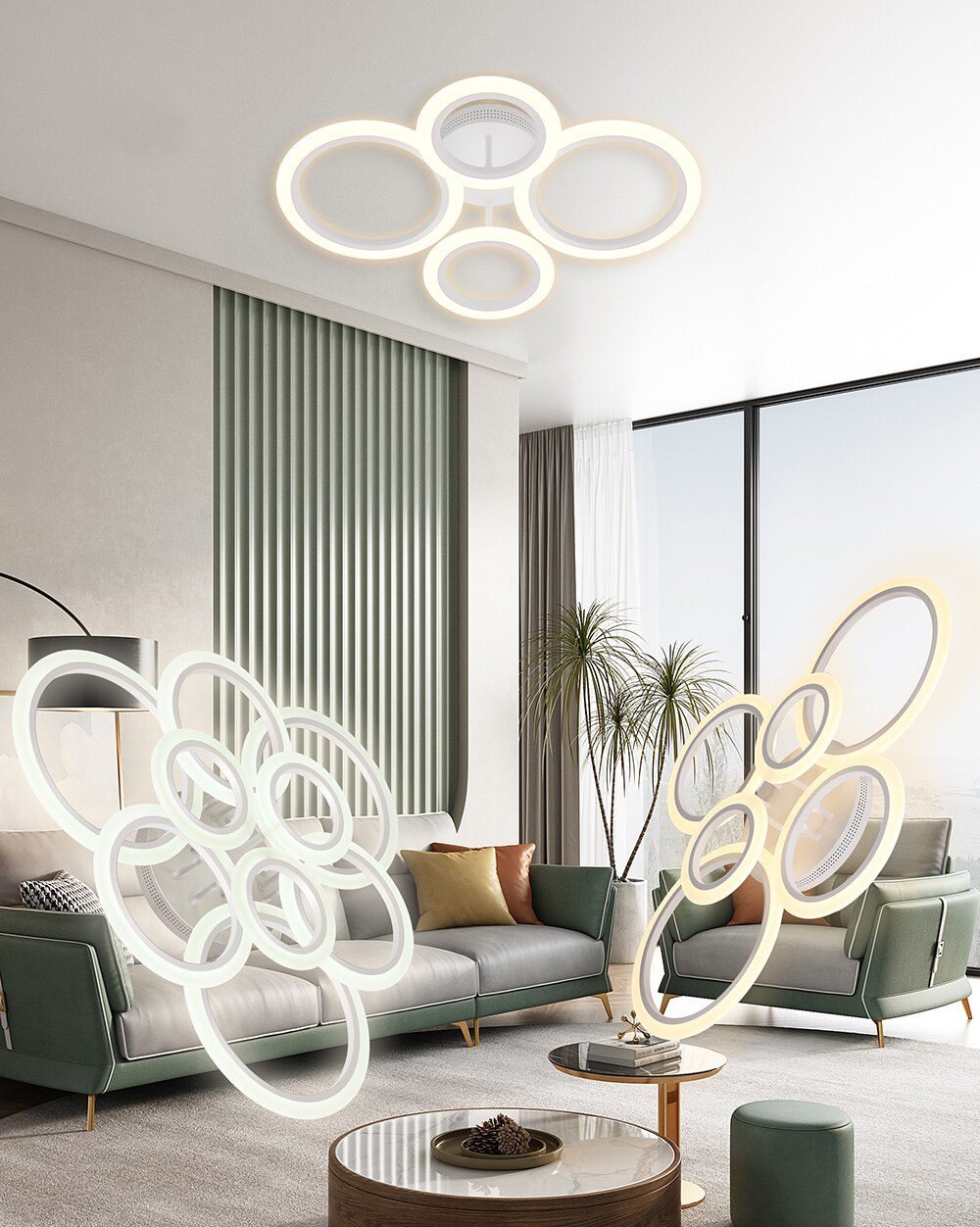 Đèn Led Âm Trần Hiện Đại Đèn Điều Khiển Từ Xa Thông Minh Vô Cấp Mờ Đèn Chùm 120W Đèn Ốp Trần Cho Phòng Khách Phòng Ngủ Phòng Ăn - Ảnh 24