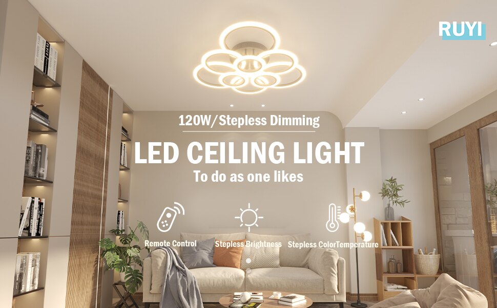 Đèn Led Âm Trần Hiện Đại Đèn Điều Khiển Từ Xa Thông Minh Vô Cấp Mờ Đèn Chùm 120W Đèn Ốp Trần Cho Phòng Khách Phòng Ngủ Phòng Ăn - Ảnh 11