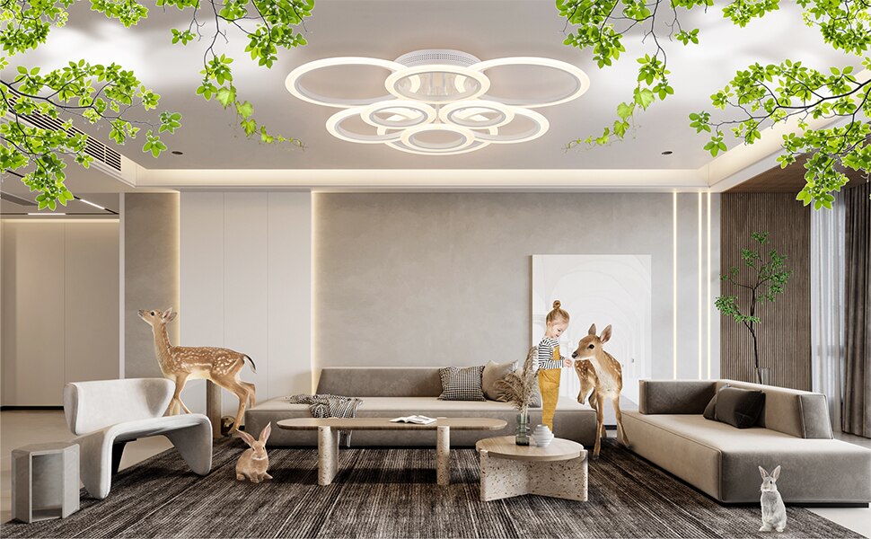 Đèn Led Âm Trần Hiện Đại Đèn Điều Khiển Từ Xa Thông Minh Vô Cấp Mờ Đèn Chùm 120W Đèn Ốp Trần Cho Phòng Khách Phòng Ngủ Phòng Ăn - Ảnh 14