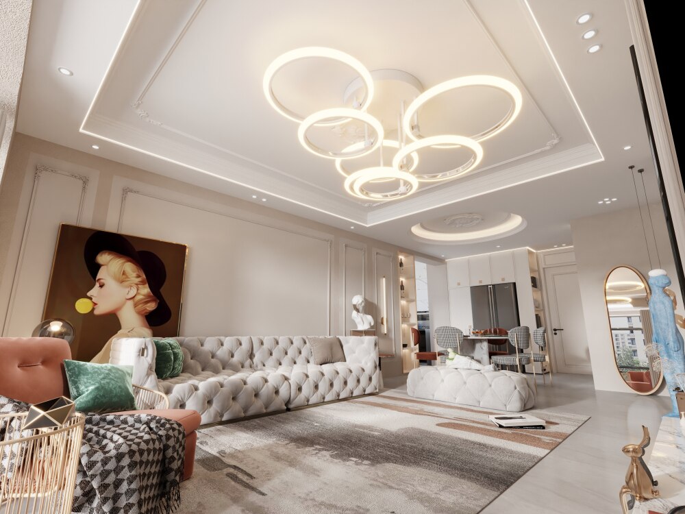 Đèn Led Âm Trần Hiện Đại Đèn Điều Khiển Từ Xa Thông Minh Vô Cấp Mờ Đèn Chùm 120W Đèn Ốp Trần Cho Phòng Khách Phòng Ngủ Phòng Ăn - Ảnh 1