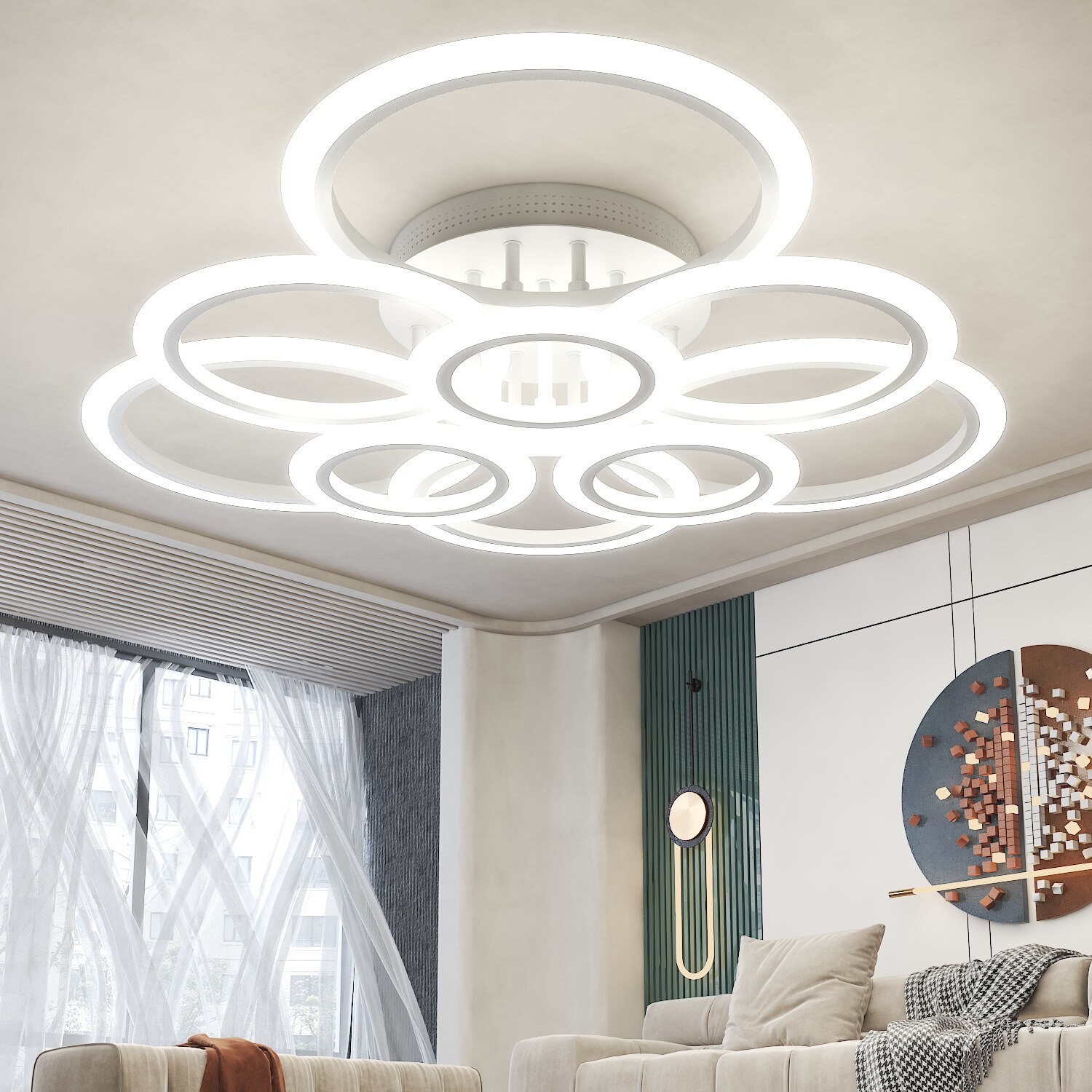 Đèn Led Âm Trần Hiện Đại Đèn Điều Khiển Từ Xa Thông Minh Vô Cấp Mờ Đèn Chùm 120W Đèn Ốp Trần Cho Phòng Khách Phòng Ngủ Phòng Ăn - Ảnh 21