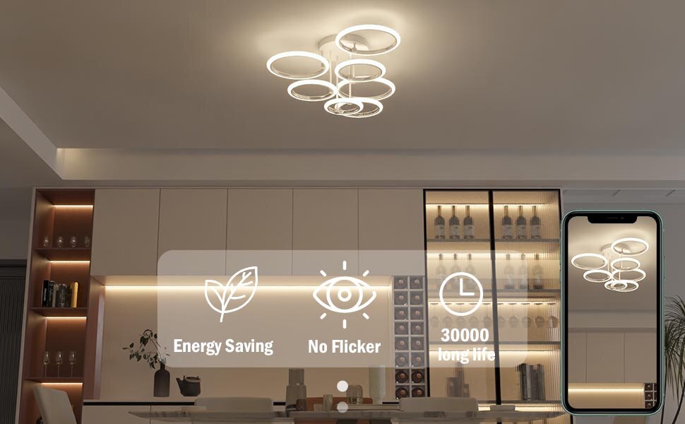 Đèn Led Âm Trần Hiện Đại Đèn Điều Khiển Từ Xa Thông Minh Vô Cấp Mờ Đèn Chùm 120W Đèn Ốp Trần Cho Phòng Khách Phòng Ngủ Phòng Ăn - Ảnh 7