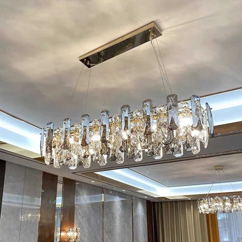 Đèn LED Sang Trọng Đèn Chùm Pha Lê Ánh Mặt Dây Chuyền Đèn Nhà Treo Chiếu Sáng Cho Phòng Khách Phòng Ăn Trang Trí Khách Sạn Đèn Mặt Dây Chuyền