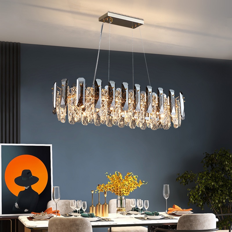 Đèn LED Sang Trọng Đèn Chùm Pha Lê Ánh Mặt Dây Chuyền Đèn Nhà Treo Chiếu Sáng Cho Phòng Khách Phòng Ăn Trang Trí Khách Sạn Đèn Mặt Dây Chuyền