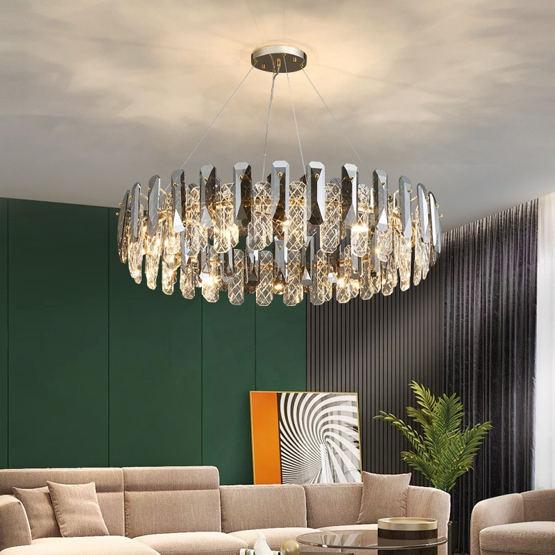 Đèn LED Sang Trọng Đèn Chùm Pha Lê Ánh Mặt Dây Chuyền Đèn Nhà Treo Chiếu Sáng Cho Phòng Khách Phòng Ăn Trang Trí Khách Sạn Đèn Mặt Dây Chuyền