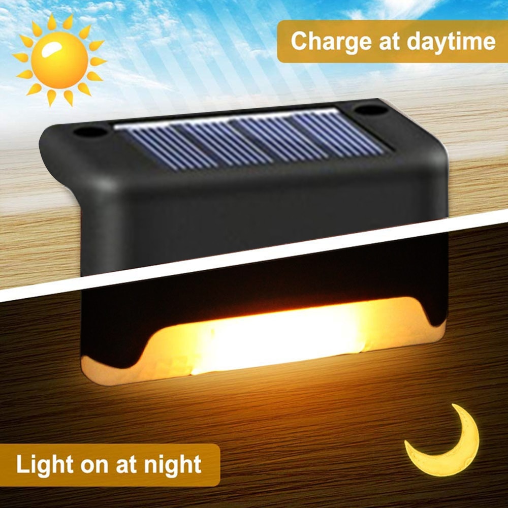 Đèn LED Trắng Ấm Năng Lượng Mặt Trời Bước Đèn Đường Cầu Thang Đèn Sân Vườn Ngoài Trời Chống Thấm Nước Ban Công Đèn Trang Trí Sân Hiên Cầu Thang Hàng Rào Ánh Sáng