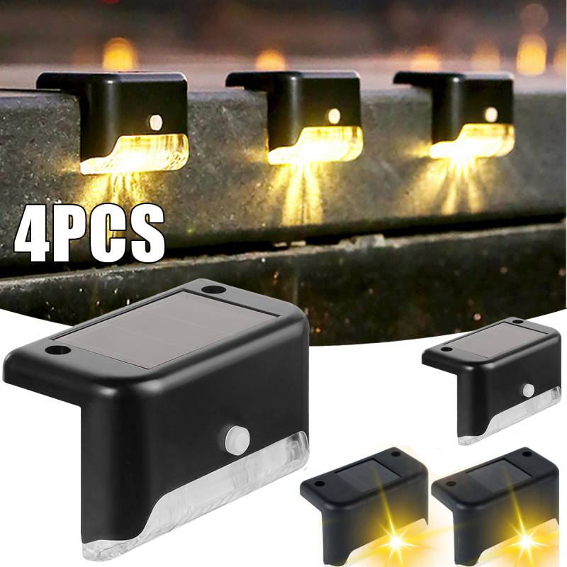 Đèn LED Trắng Ấm Năng Lượng Mặt Trời Bước Đèn Đường Cầu Thang Đèn Sân Vườn Ngoài Trời Chống Thấm Nước Ban Công Đèn Trang Trí Sân Hiên Cầu Thang Hàng Rào Ánh Sáng