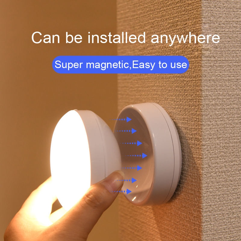 Đèn Ngủ Led Sạc USB Cảm Biến Chuyển Động Tròn Đèn Led Tiết Kiệm Năng Lượng Phòng Ngủ Điều Khiển Âm Thanh/Ánh Sáng Cho Hành Lang Phòng Tắm Gia Đình