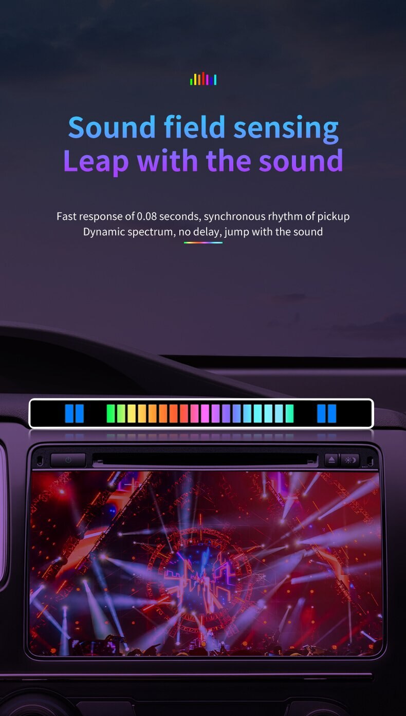 Điều Khiển Âm Thanh RGB Nhịp Điệu Đồng Bộ Ánh Sáng Âm Nhạc Nhiều Màu Sắc Bầu Không Khí Đèn Máy Tính Để Bàn Xe Hơi Cảm Ứng Sáng Tạo Đèn LED Bán Tải - Ảnh 10