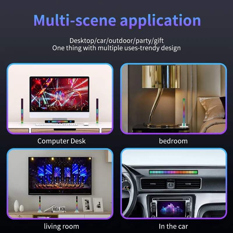 Điều Khiển Âm Thanh RGB Nhịp Điệu Đồng Bộ Ánh Sáng Âm Nhạc Nhiều Màu Sắc Bầu Không Khí Đèn Máy Tính Để Bàn Xe Hơi Cảm Ứng Sáng Tạo Đèn LED Bán Tải