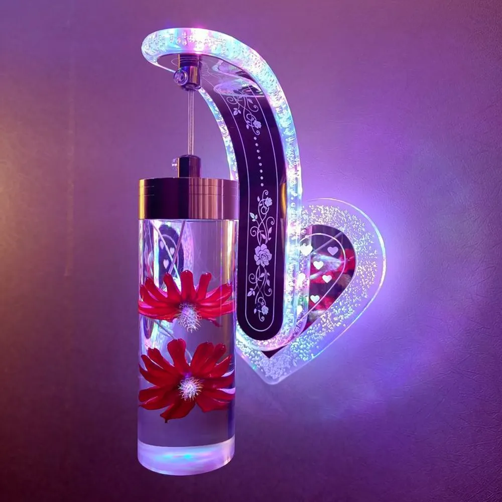 DIY LED 벽 브래킷 조명 현대 작은 램프 거실 장식 침실 북유럽 스타일 마른 꽃과 20 색