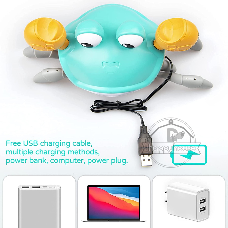 Đồ Chơi Con Cua Tập Bò Có Nhạc Đèn LED Phát Sáng Đồ Chơi Âm Nhạc Cho Bé Tự Động Tránh Chướng Vật Đồ Chơi Tương Tác Cho Trẻ Em