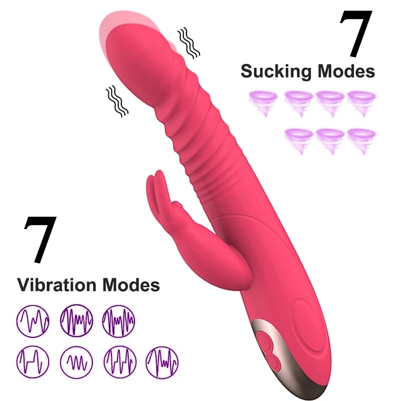 G Spot Vibrator Sex Toy for Women Dildo Vagina Clitoris Massager 7*7 Speeds Vibrating Dildo with Sucking Adult Sex Toys