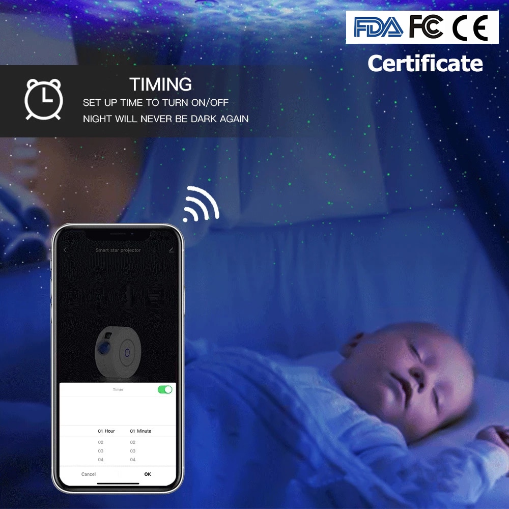 Galaxy Máy Chiếu Ngôi Sao Máy Chiếu Bầu Trời Đầy Sao Đèn Disco Thông Minh Ứng Dụng Điều Khiển Đèn Laser Trang Trí Phòng Ngủ Quà Tặng Không Gian Đèn Ngủ