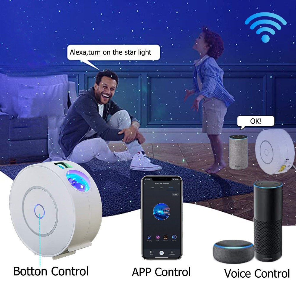 Galaxy Projector Stars Projector Starry Sky Disco Light Smart App Controlled Laser Lamp Bedroom Decor Gift Space Nightlight