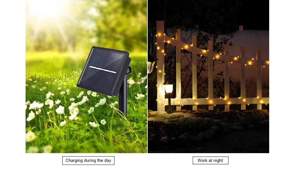 HỒNG NGOẠI Mờ 11m/21m/31m/51m LED Ngoài Trời Năng Lượng Mặt Trời Dây Đèn Đèn Năng Lượng Mặt Trời cho Kỳ Nghỉ Cổ Tích tiệc Giáng Sinh Vòng Hoa Chiếu Sáng Luz - Ảnh 4