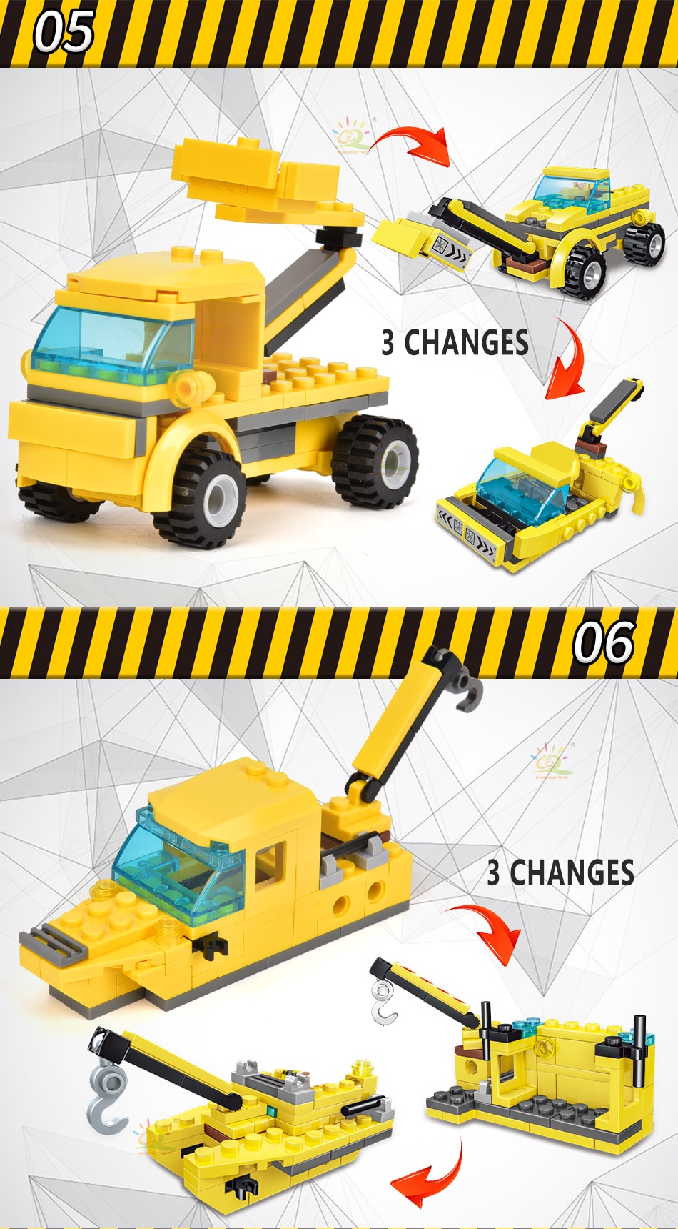 HUIQIBAO TOYS 693pcs 8in1 Engineering Truck Building Blocks Crane Bulldozer Car City Construction Bricks Set For Children Kids - imaget 8
