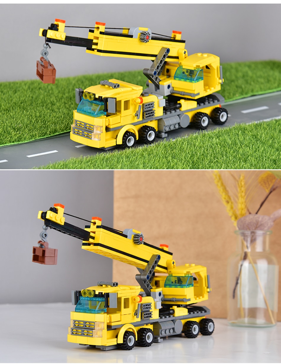 HUIQIBAO TOYS 693pcs 8in1 Engineering Truck Building Blocks Crane Bulldozer Car City Construction Bricks Set For Children Kids - imaget 5