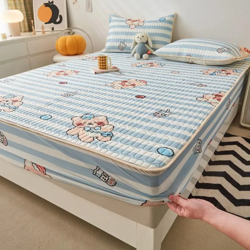 Ice Cool Bed Mat Fitted Sheet Comfortable Latex Summer Sleep Mattress Topper Bedspreads Cover Queen Size Bed Linen for Bedroom