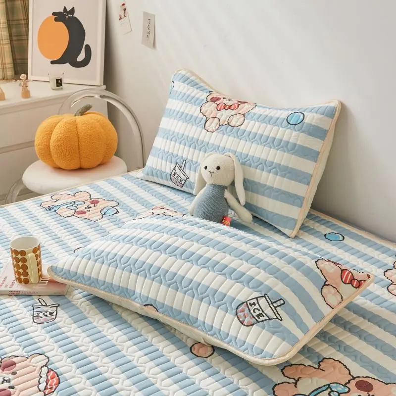 Ice Cool Bed Mat Fitted Sheet Comfortable Latex Summer Sleep Mattress Topper Bedspreads Cover Queen Size Bed Linen for Bedroom