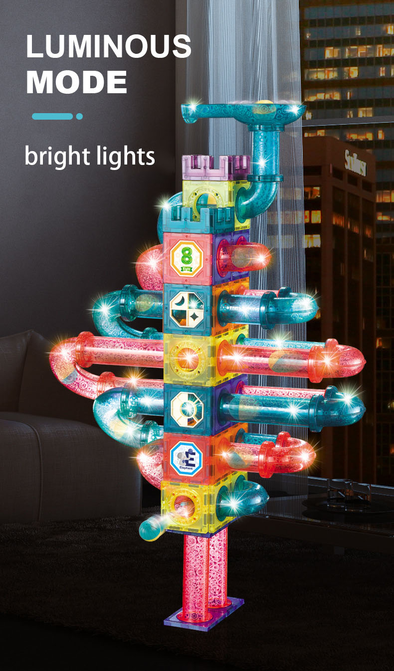 LED Magnetic Blocks Track Building Brick Bead Ball Children Toys Construction Competition Running Pipeline Building Blocks - imaget 3
