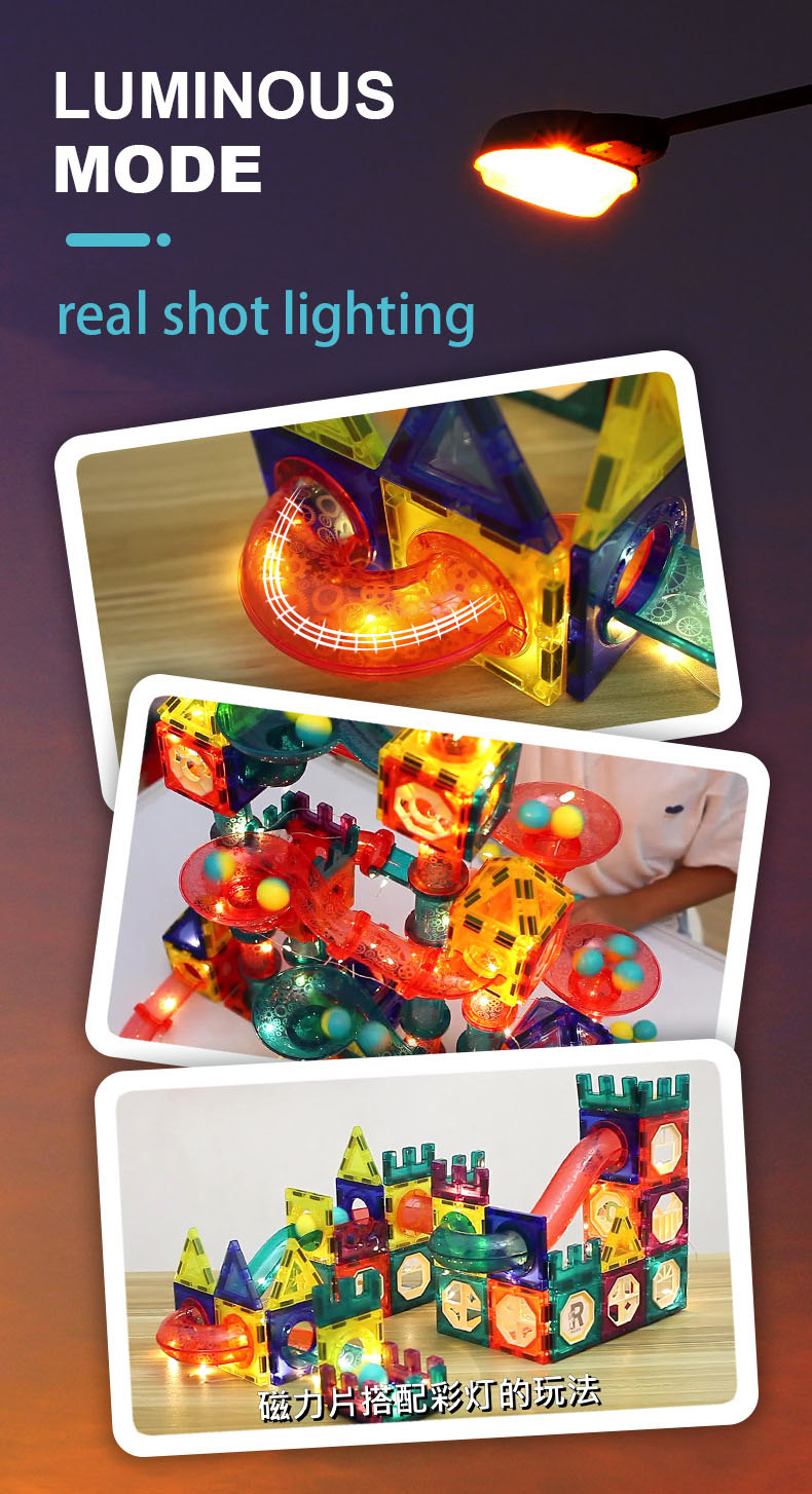 LED Magnetic Blocks Track Building Brick Bead Ball Children Toys Construction Competition Running Pipeline Building Blocks - imaget 4